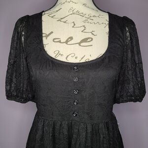 Modcloth Witchy Black Lace Baby Doll Dress